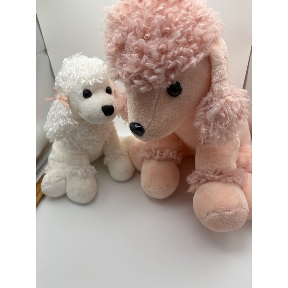Walgreens Pink Poodle Plush White Poodle‎ with Bows 2 Piece Stuffed Animal Lot